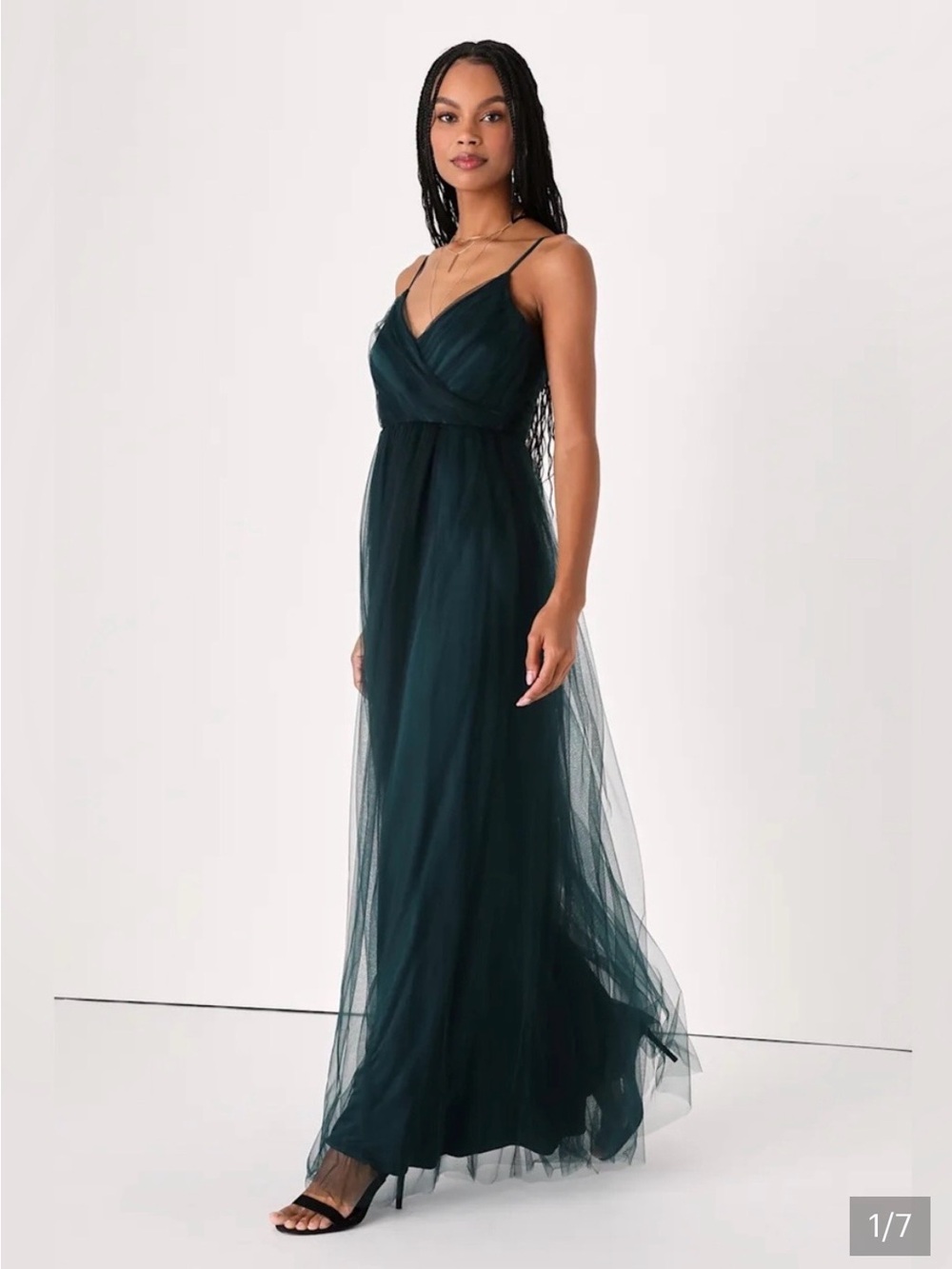 XS Lulu's Dark Teal Tulle Maxi Dress